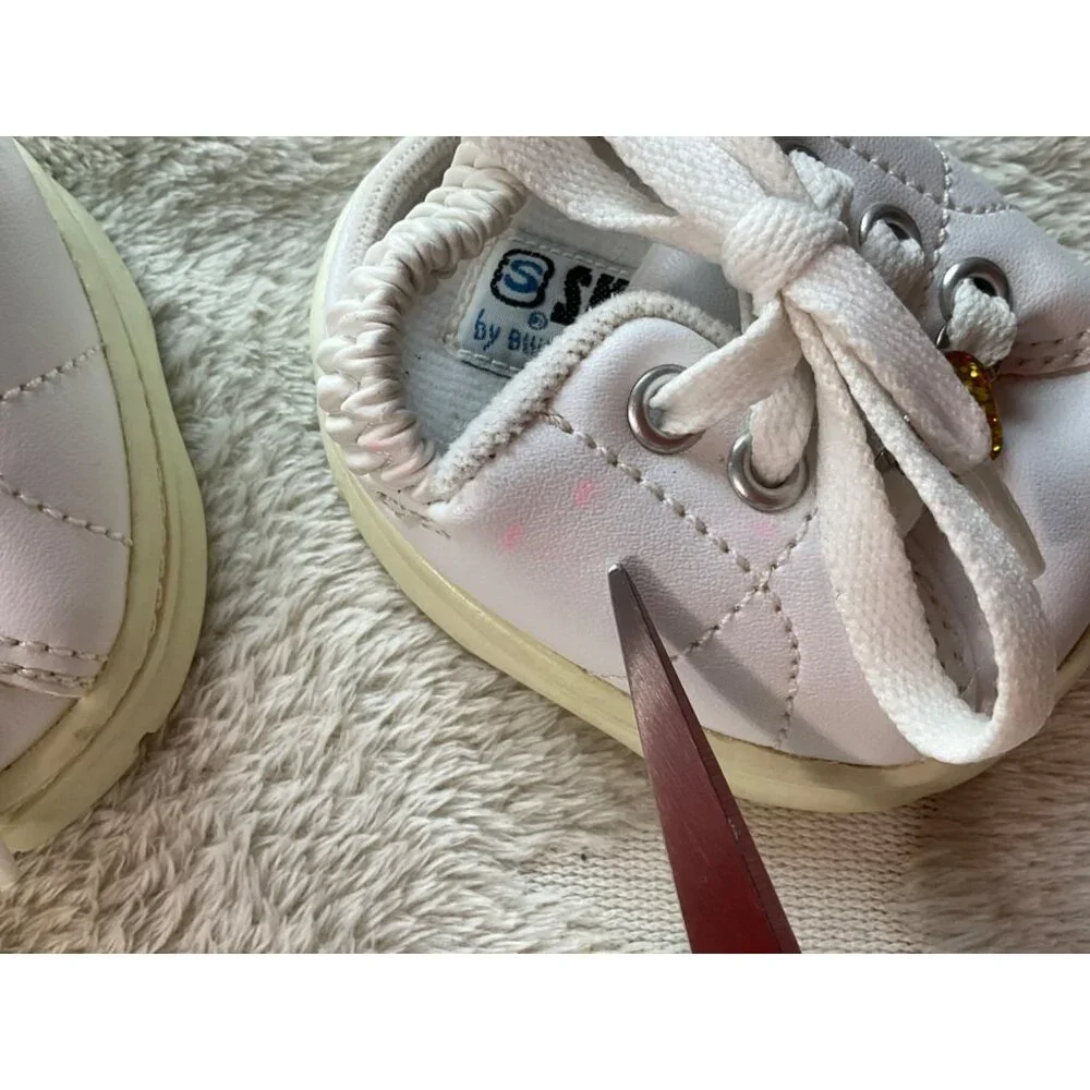 Build A Bear Workshop Skechers Sneakers Shoes White Heart Charm Glitter - Picture 7 of 10